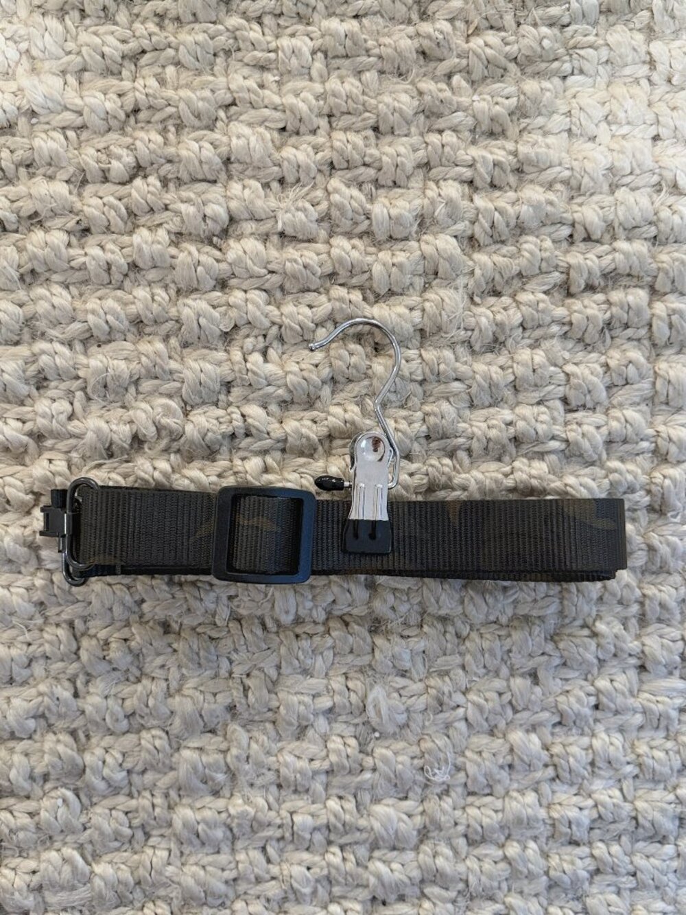 Coyote Camo Heavy Tactical Webbing Belt With Hanger Clip